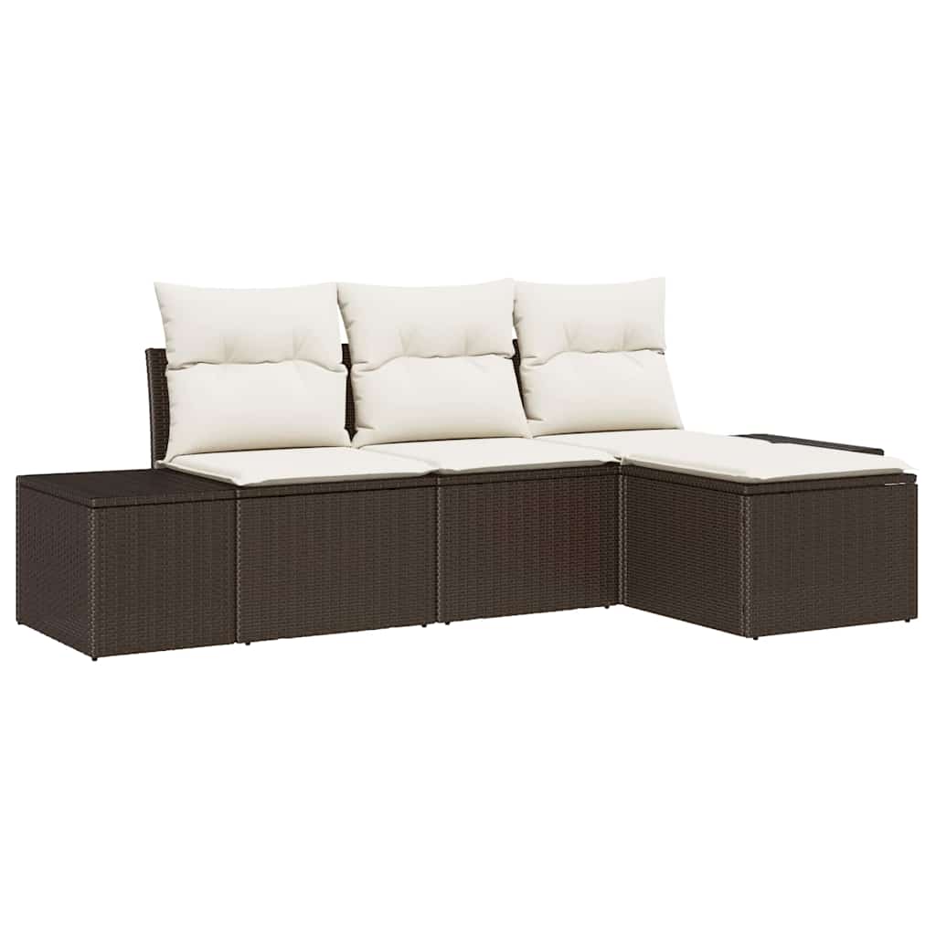 Kerti Kanapé Szett párnával 4 pcs Barna polirattan