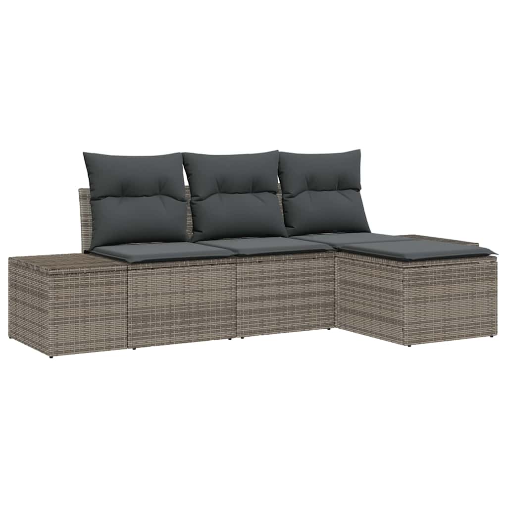 Kerti Kanapé Szett párnával 4 pcs Szürke polirattan