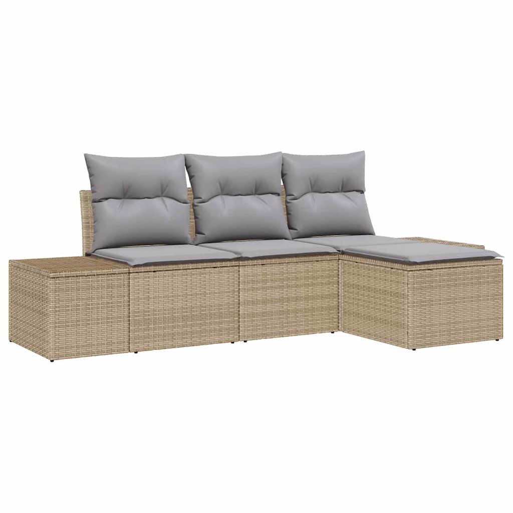 Kerti Kanapé Szett párnával 4 pcs Bézs polirattan
