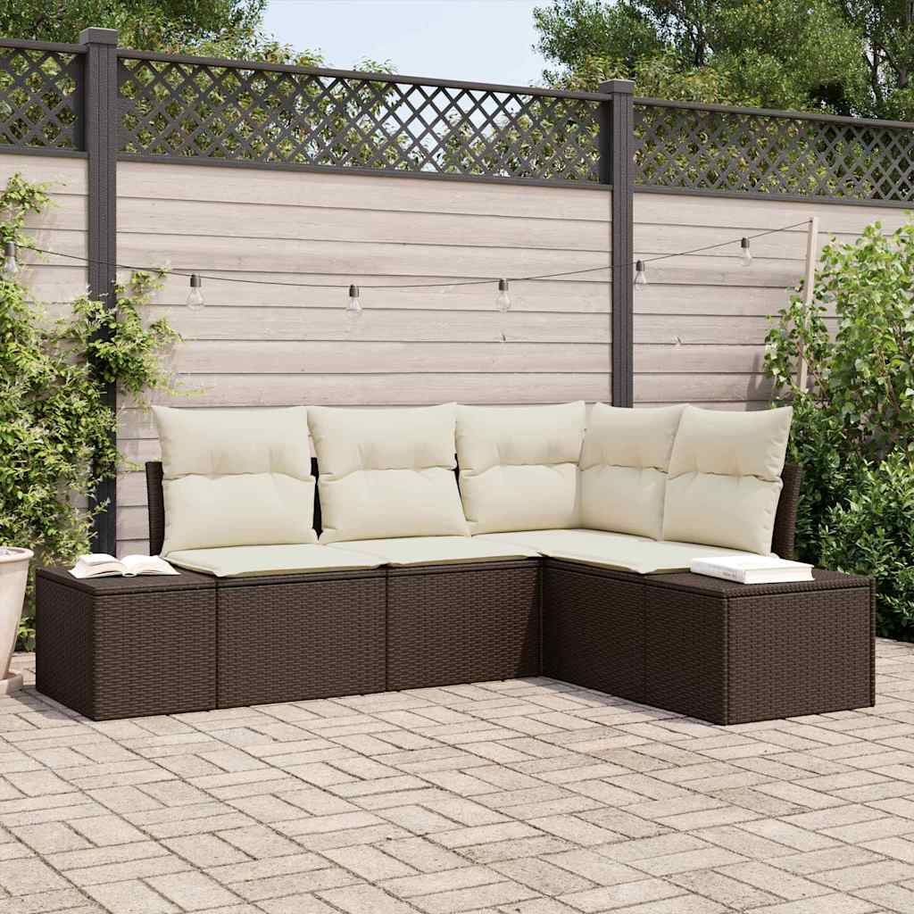 Kerti Kanapé Szett 4 pcs Barna polirattan
