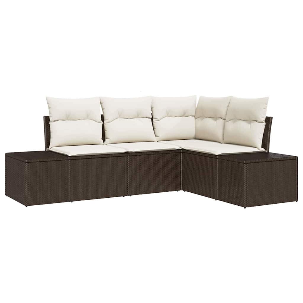 Kerti Kanapé Szett 4 pcs Barna polirattan