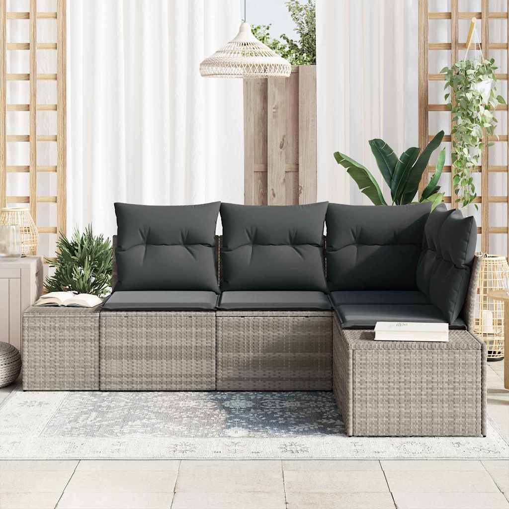 Kerti Kanapé Szett 4 pcs Világosszürke polirattan