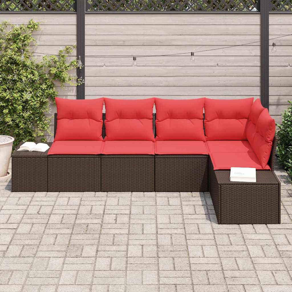 Kerti Kanapé Szett párnával 5 pcs Barna polirattan