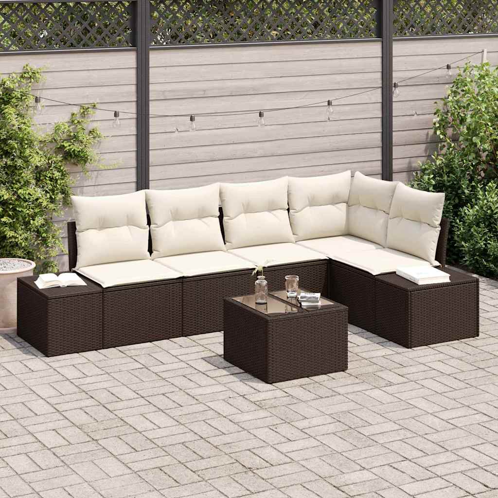 Kerti Kanapé Szett 6 pcs Barna polirattan