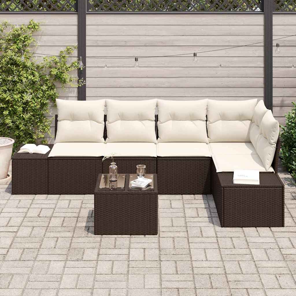 Kerti Kanapé Szett 6 pcs Barna polirattan