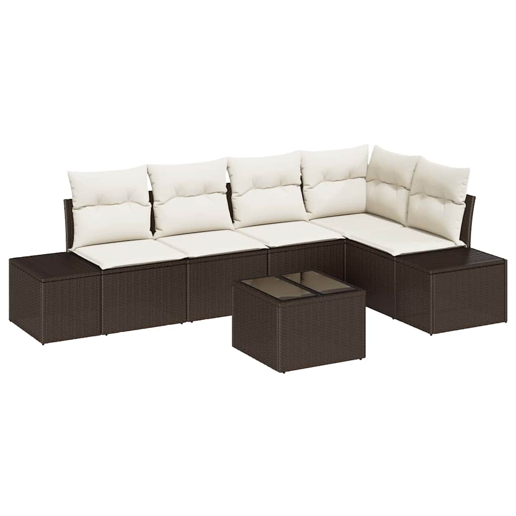 Kerti Kanapé Szett 6 pcs Barna polirattan