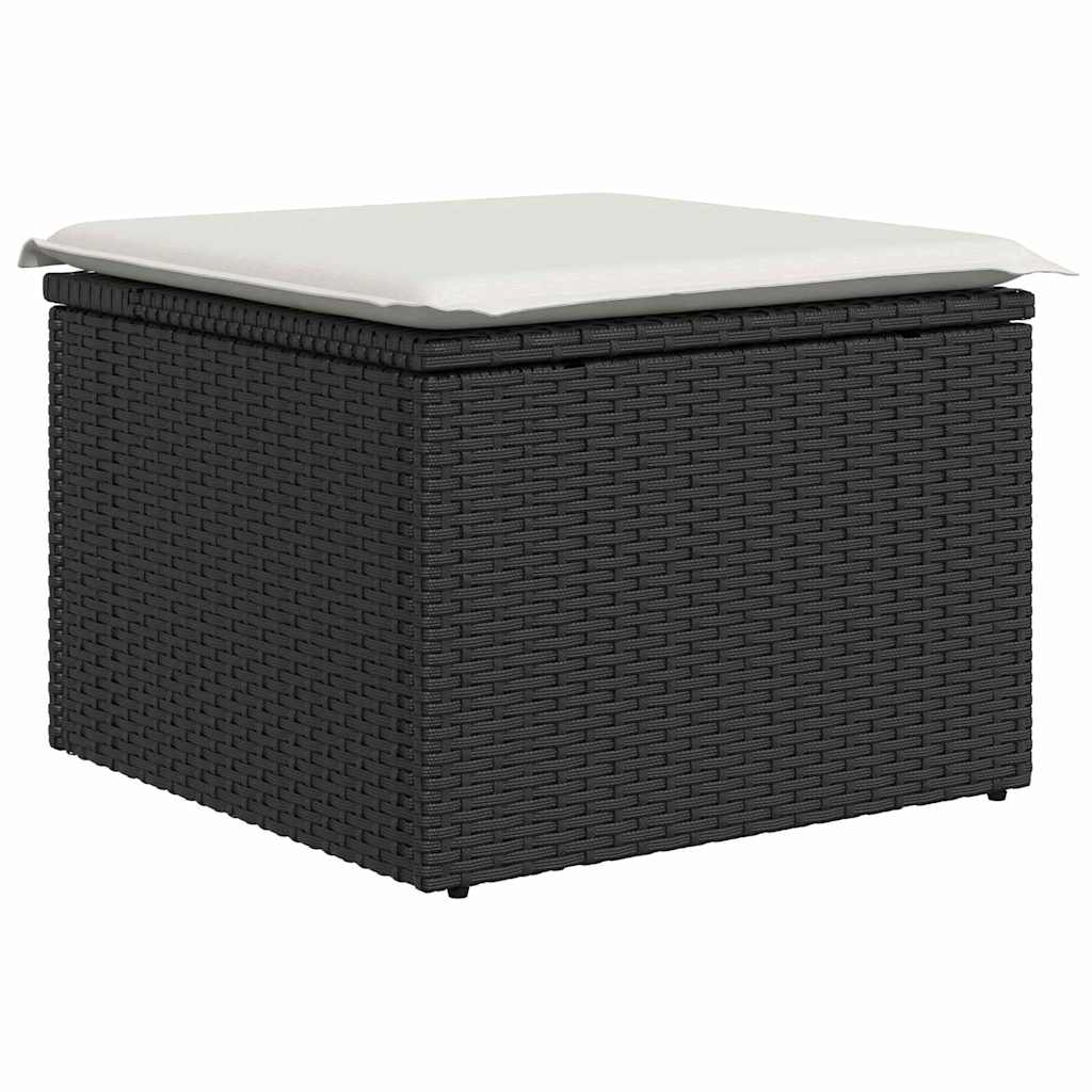 Kerti Kanapé Szett 6 db Fekete és Krém polirattan