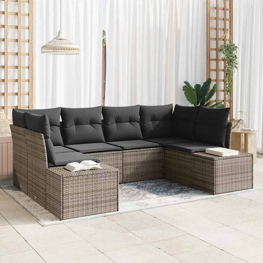 Kerti Kanapé Szett párnával 6 pcs Szürke polirattan