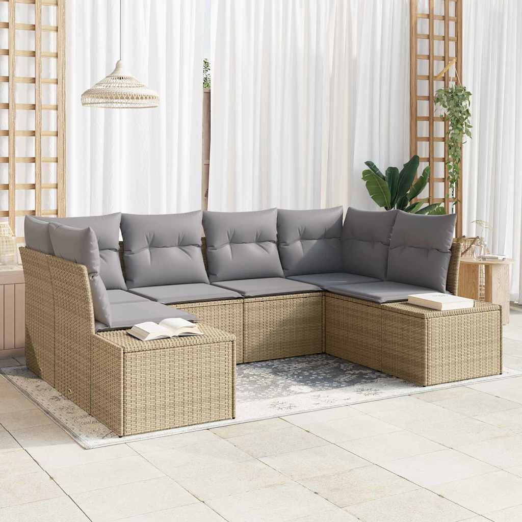 Kerti Kanapé Szett párnával 6 pcs Bézs polirattan
