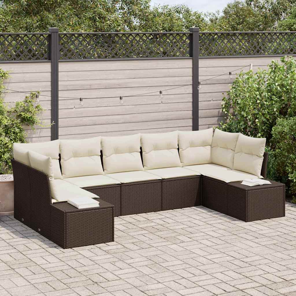 Kerti Kanapé Szett párnával 7 pcs Barna polirattan
