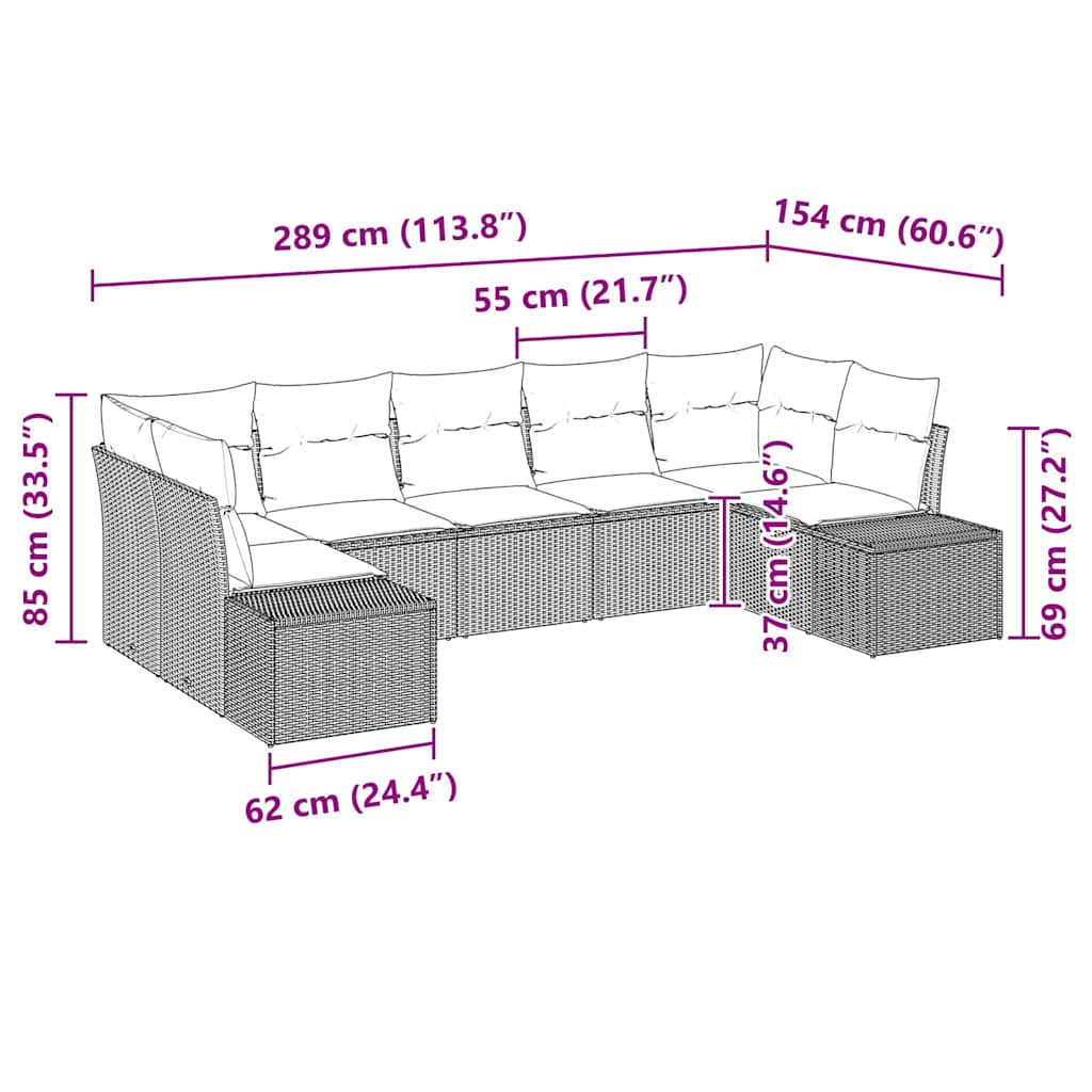 Kerti Kanapé Szett párnával 7 pcs Barna polirattan