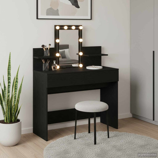Öltözködőasztal fiókkal Fekete tölgy 100 x 40 x 130 cm Faanyag