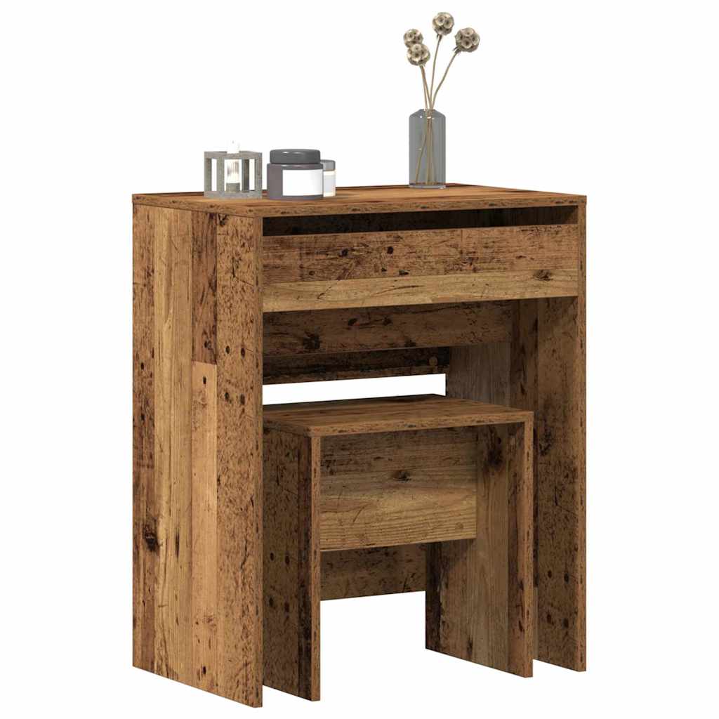 Sminkasztal 2 pcs Öreg fa 60 x 40 x 75 cm Szerelt Fa