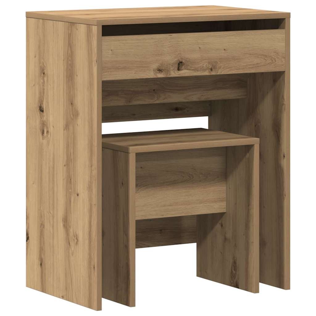 Sminkasztal 2 pcs kézműves tölgy 60 x 40 x 75 cm Szerelt Fa