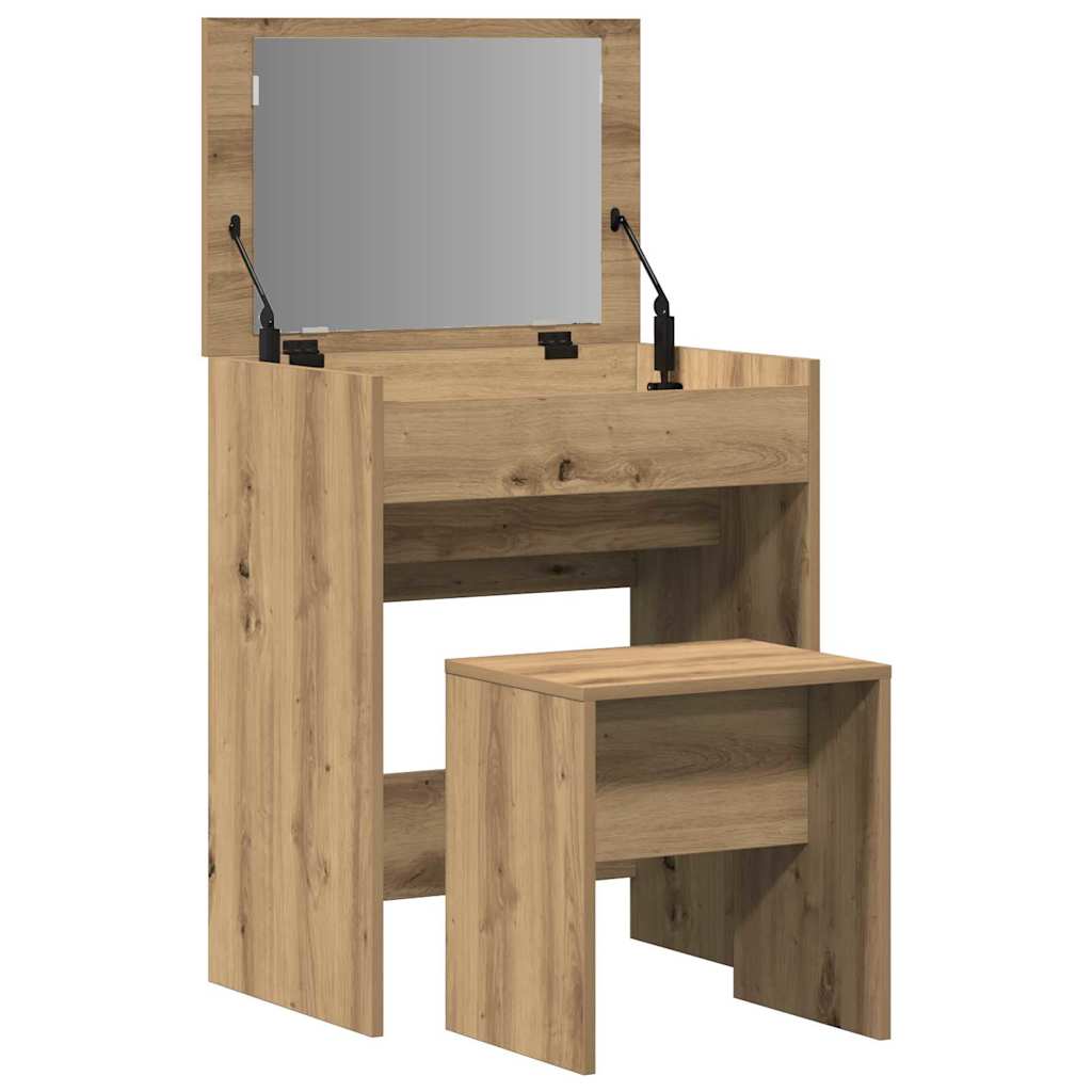 Sminkasztal 2 pcs kézműves tölgy 60 x 40 x 75 cm Szerelt Fa