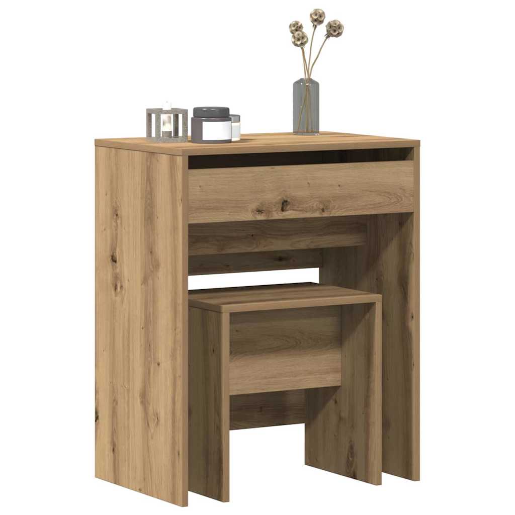 Sminkasztal 2 pcs kézműves tölgy 60 x 40 x 75 cm Szerelt Fa