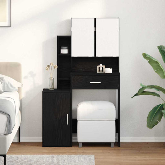 Öltözködőasztal fiókkal Fekete tölgy 80 x 35 x 132 cm Faanyag
