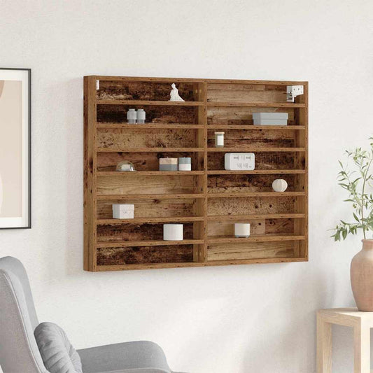 Kiállító szekrény polcokkal Öreg fa 100 x 8,5 x 75 cm Faanyag