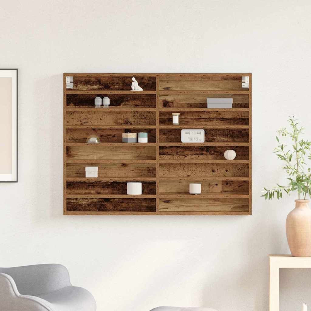 Kiállító szekrény Falra szerelhető Öreg fa 100 x 8,5 x 75 cm