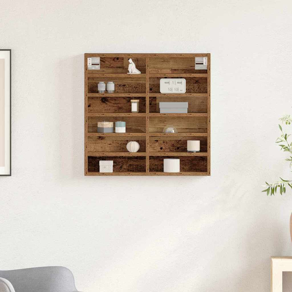 Kiállító szekrény Falra szerelhető Öreg fa 60 x 8,5 x 58 cm