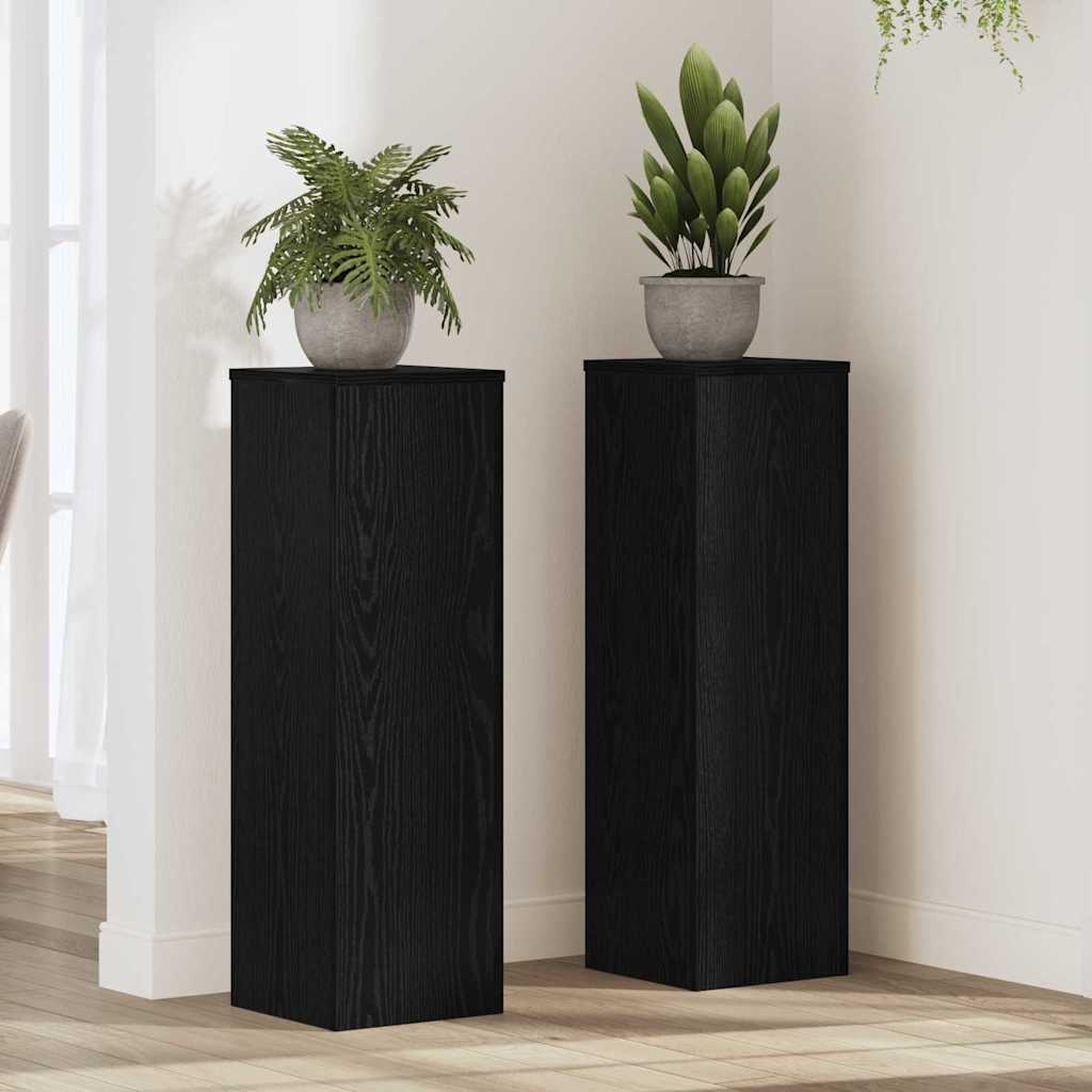 Növényállvány 2 db Fekete tölgy 25 x 25 x 80 cm Szerelt Fa