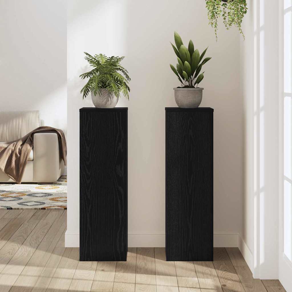 Növényállvány 2 db Fekete tölgy 25 x 25 x 80 cm Szerelt Fa