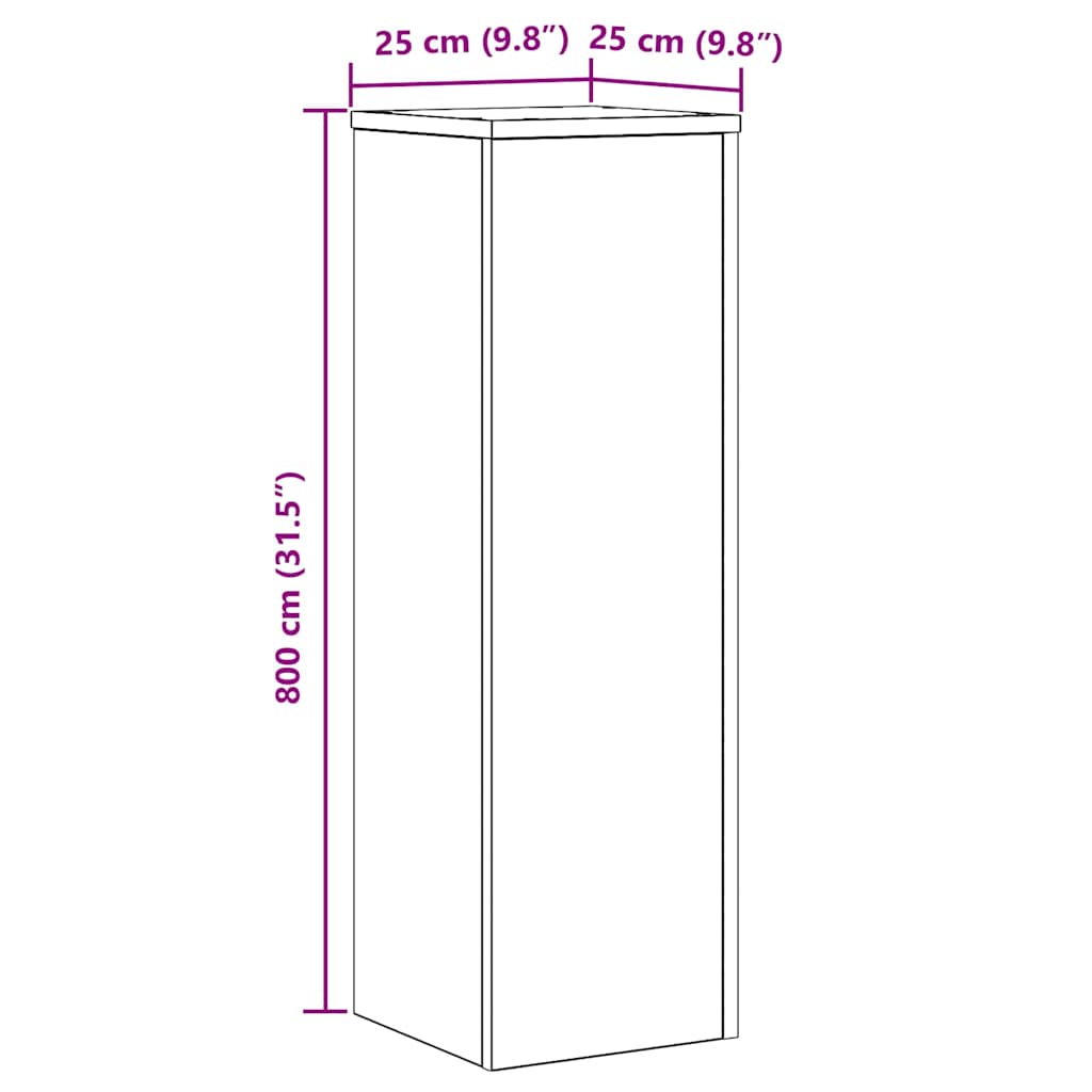 Növényállvány 2 db Fekete tölgy 25 x 25 x 80 cm Szerelt Fa