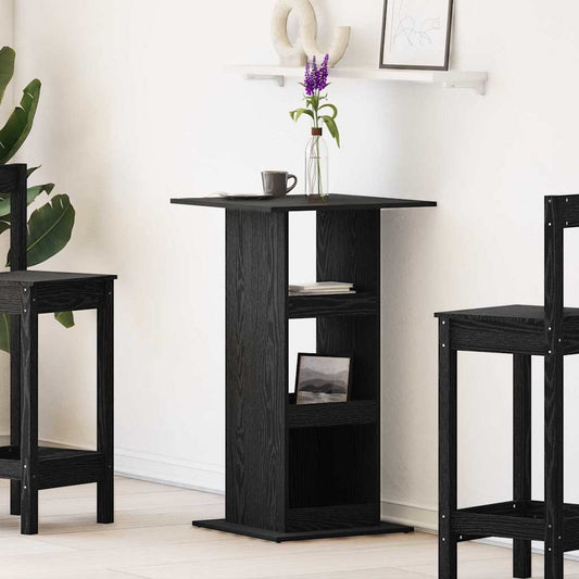 Bárasztal polcokkal Fekete tölgy 60 x 60 x 100 cm Faanyag