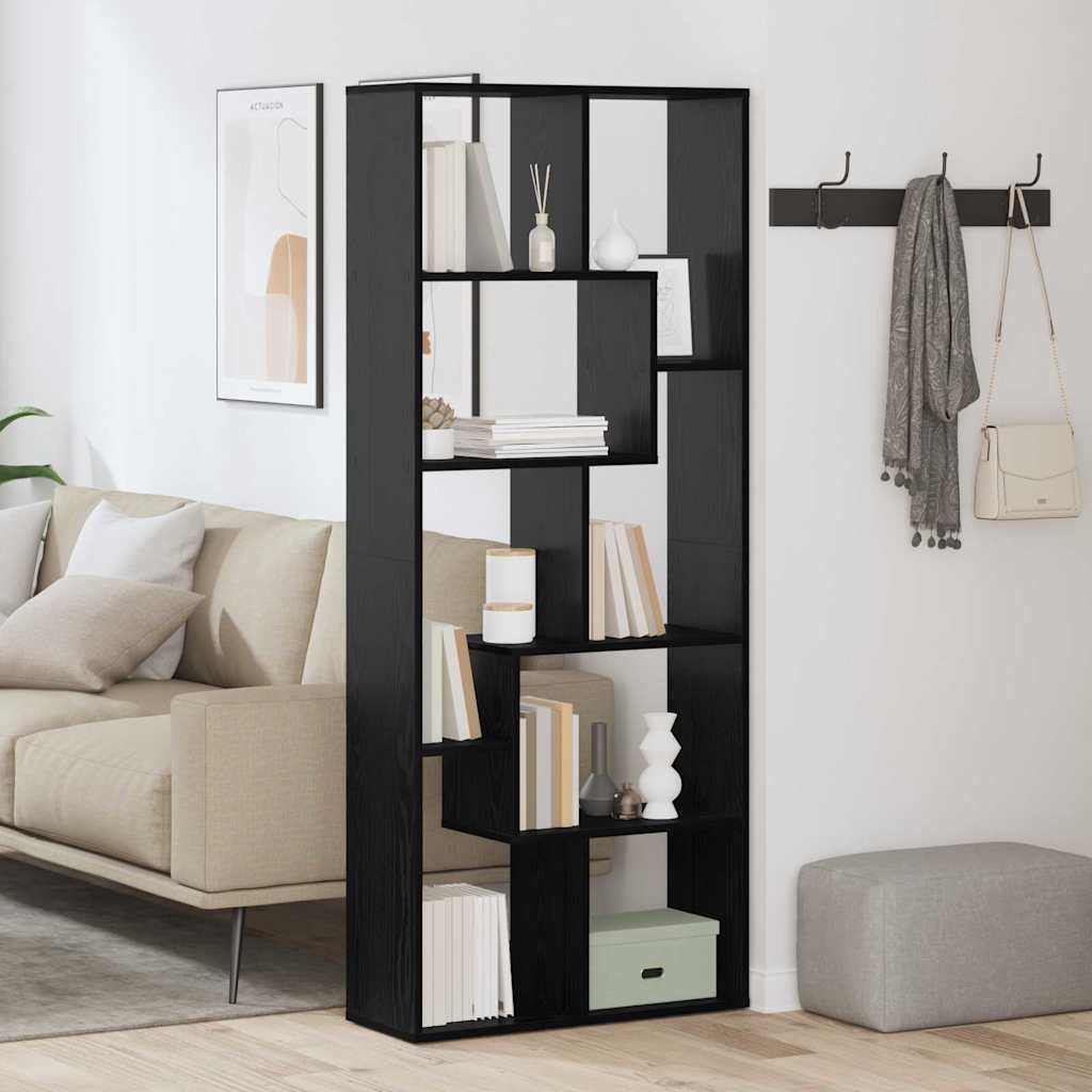 Könyvespolc 8 szintes 67 x 25 x 162 cm Szerelt Fa Fekete tölgy