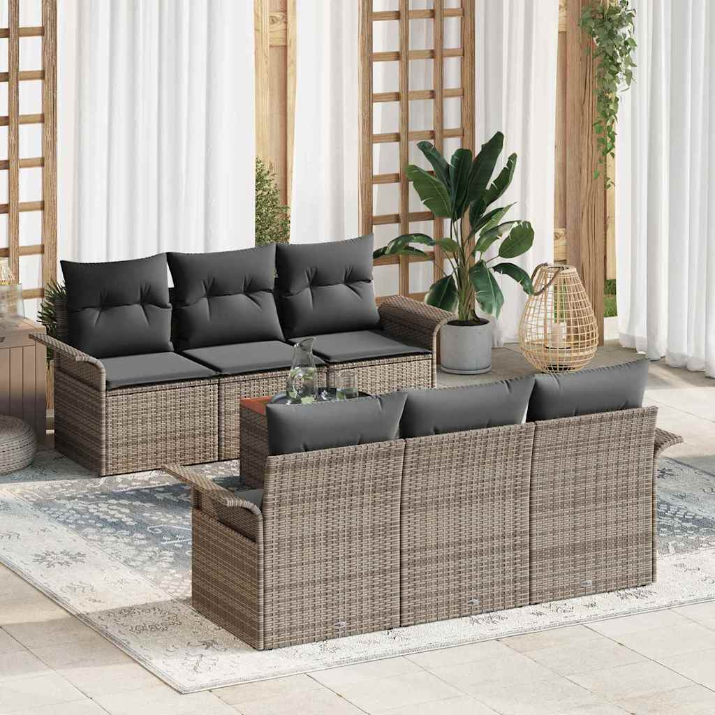 Kerti Kanapé Szett párnával 7 pcs Szürke polirattan