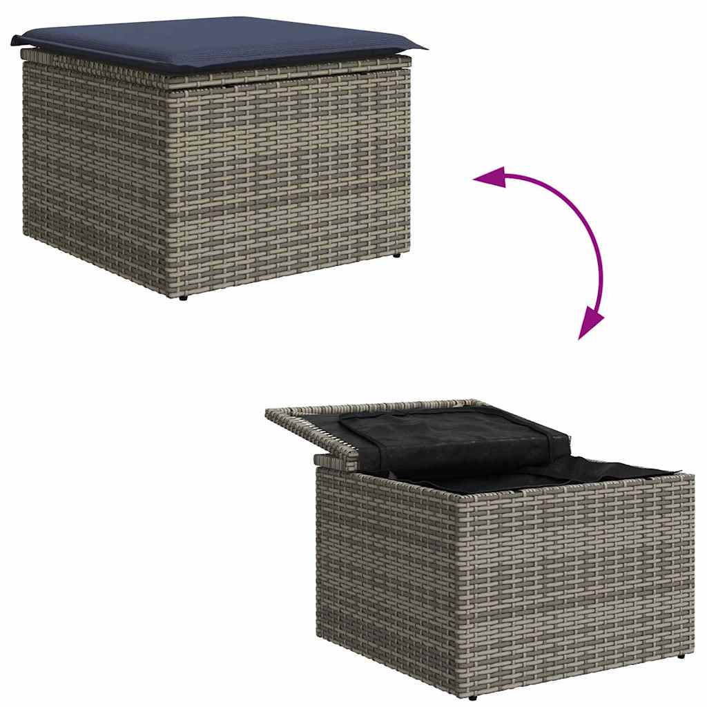 Kerti Kanapé Szett párnával 8 pcs Szürke polirattan