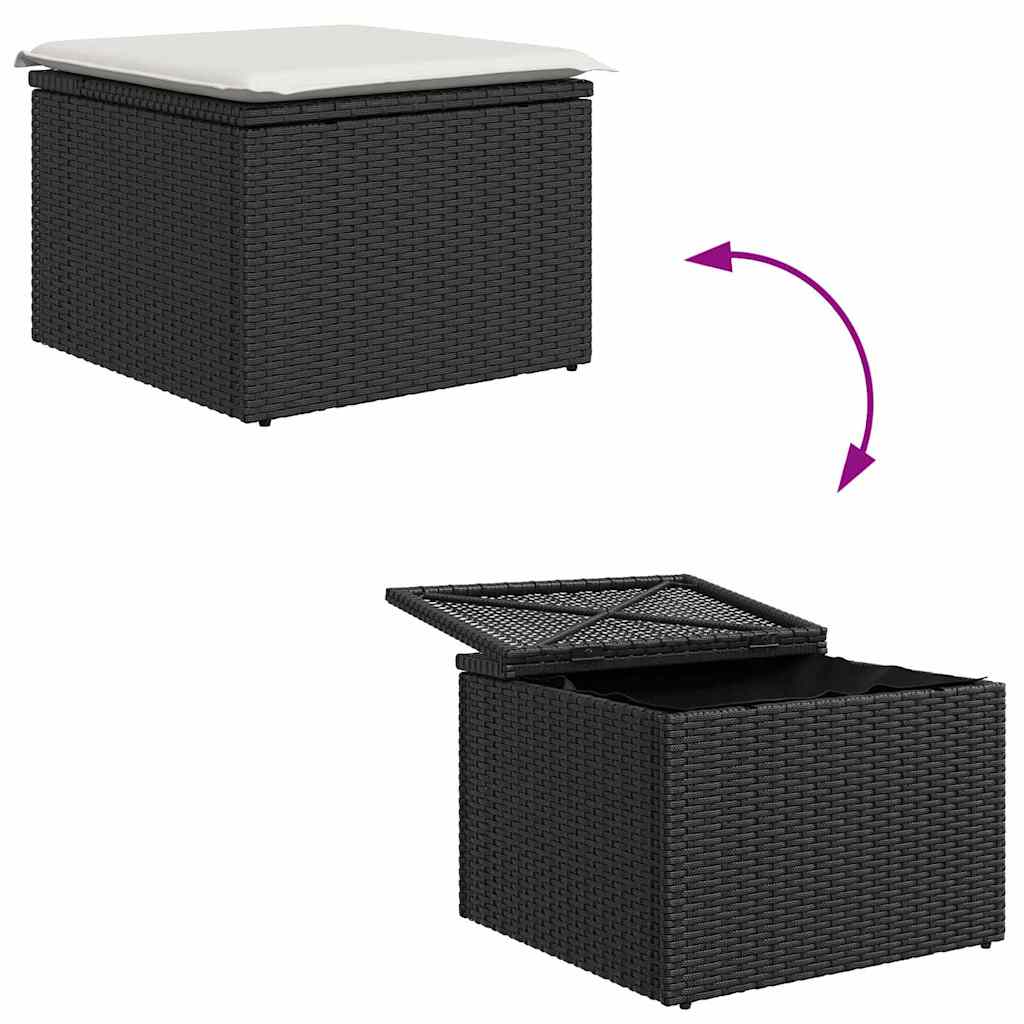 Kerti Kanapé Szett 9 db Fekete polirattan