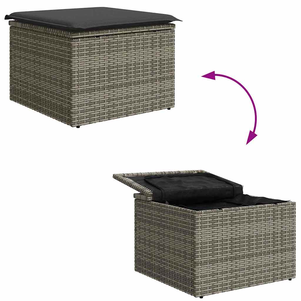 Kerti Kanapé Szett párnával 9 pcs Szürke polirattan