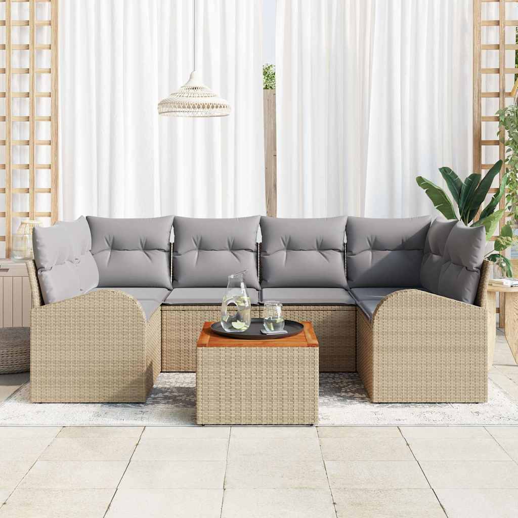 Kerti Kanapé Szett párnával 7 pcs Bézs polirattan