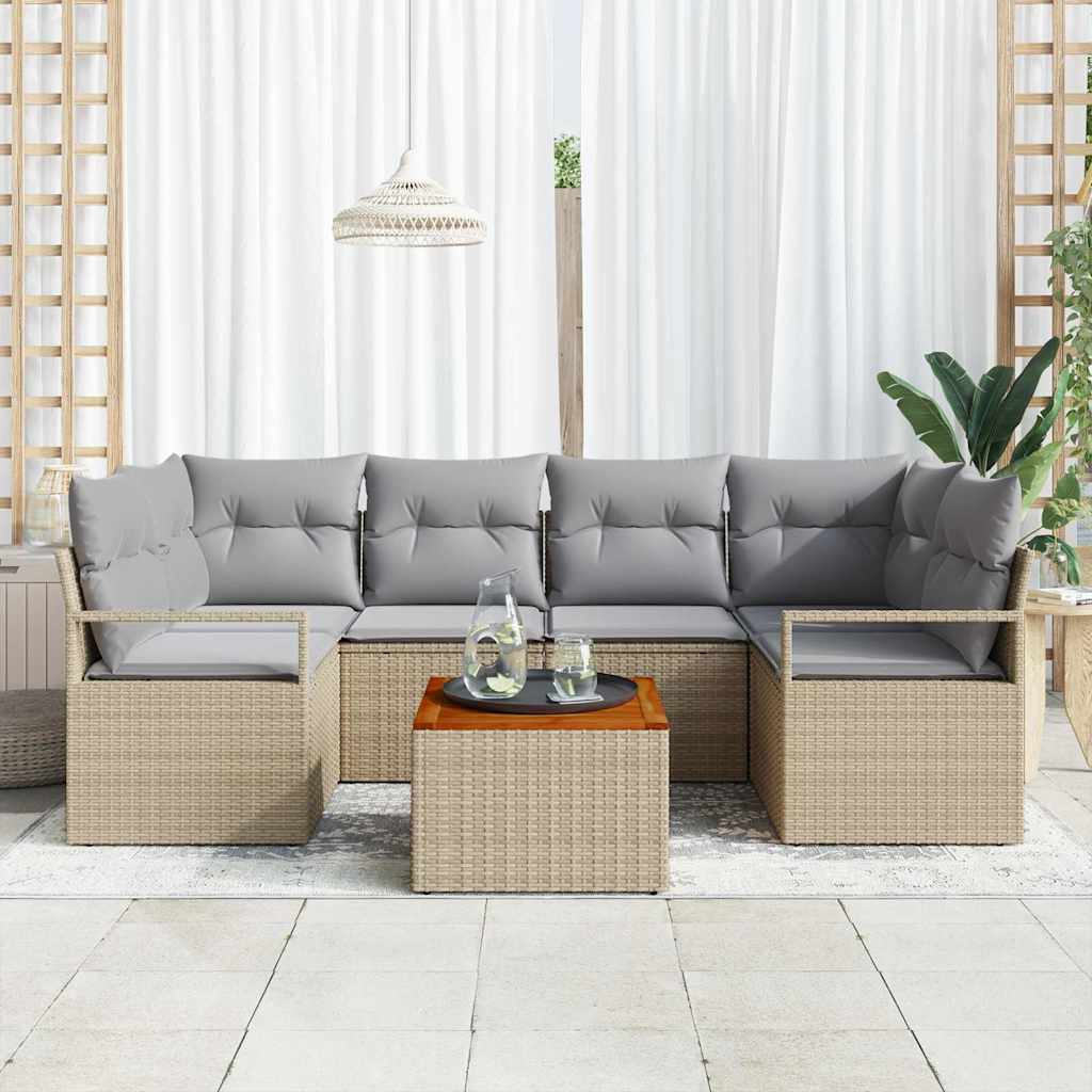 Kerti Kanapé Szett párnával 7 pcs Bézs polirattan