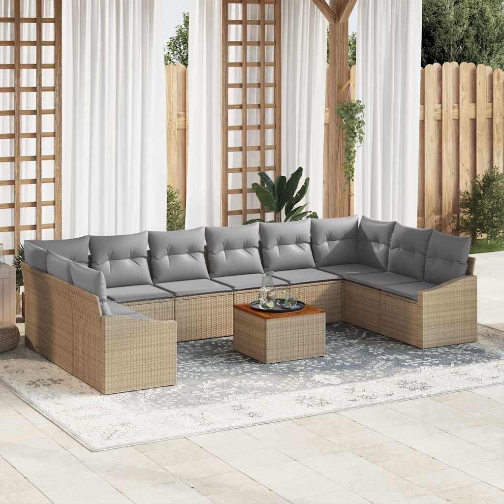 Kerti Kanapé Szett párnával 11 pcs Bézs polirattan