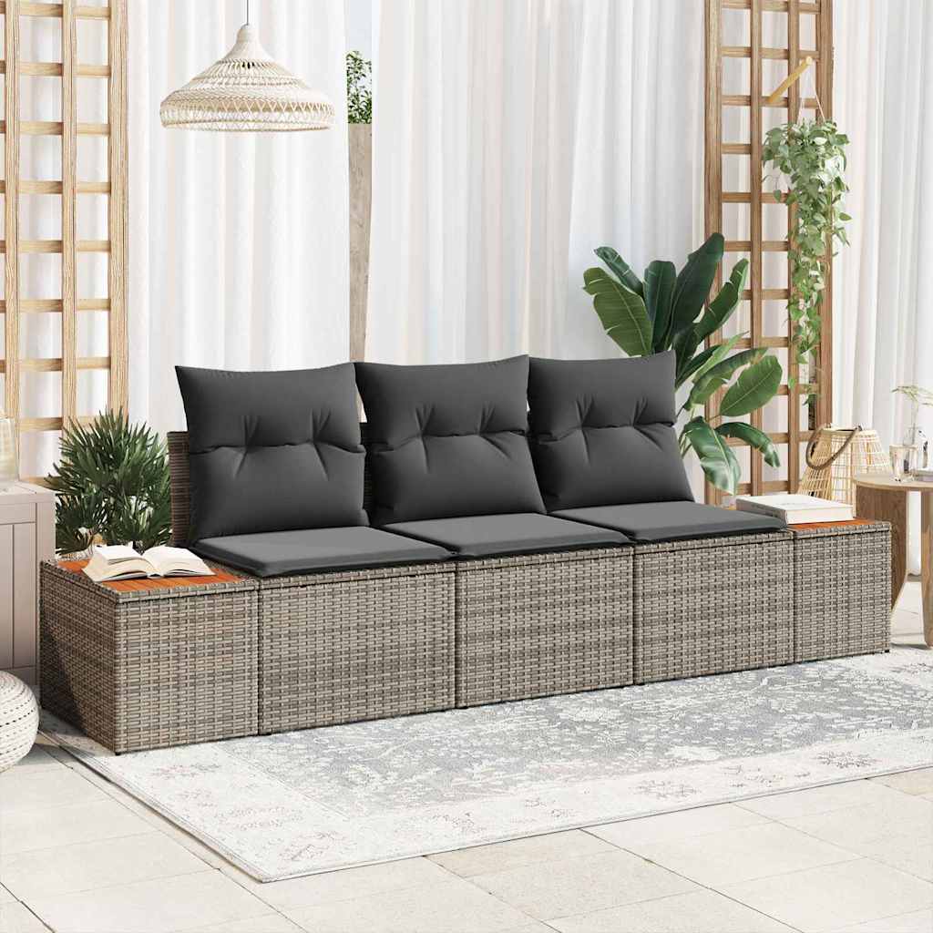 Kerti Kanapé Szett párnával 3 pcs Szürke polirattan