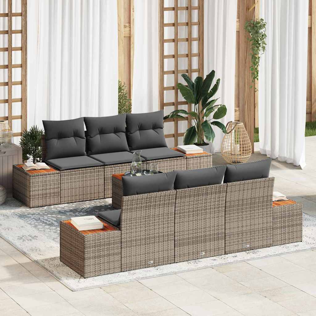 Kerti Kanapé Szett párnával 7 pcs Szürke Poli rattan