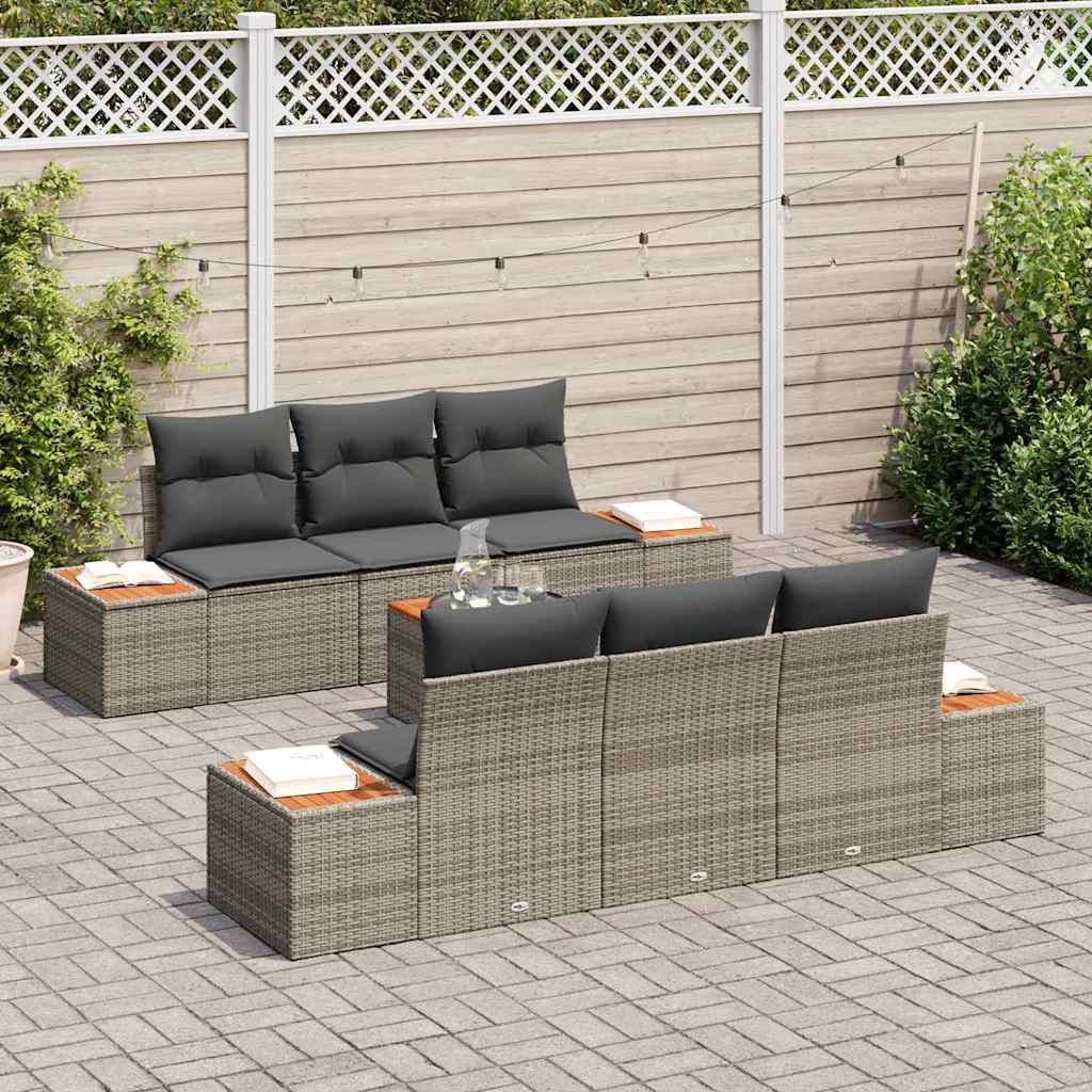 Kerti Kanapé Szett párnával 7 pcs Szürke Poli rattan