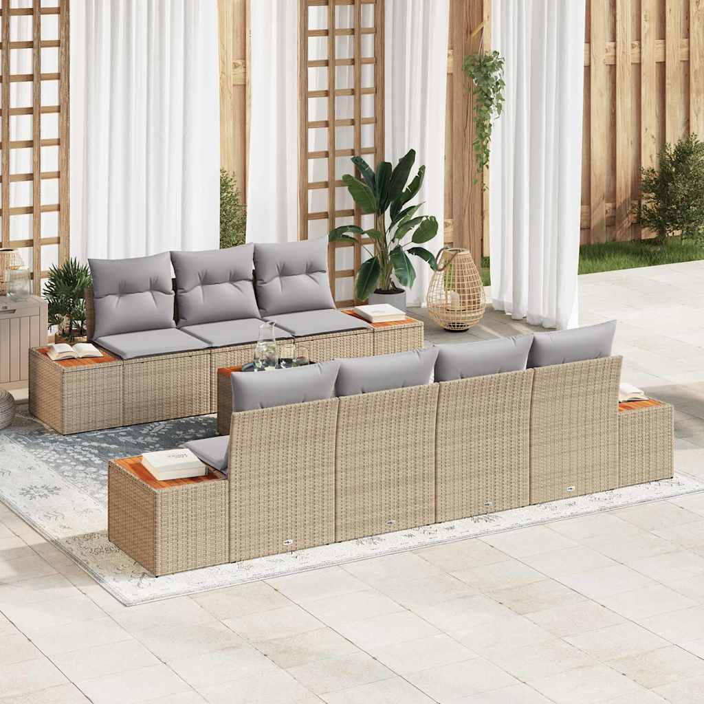 Kerti Kanapé Szett párnával 8 pcs Bézs Poli rattan