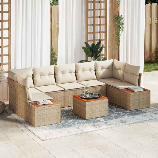 Kerti Kanapé Szett párnával 8 pcs Bézs Poli rattan