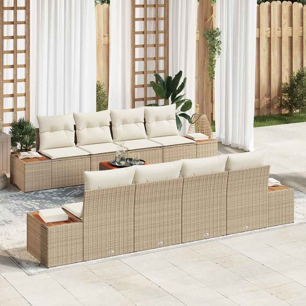 Kerti Kanapé Szett párnával 9 pcs Bézs Poli rattan