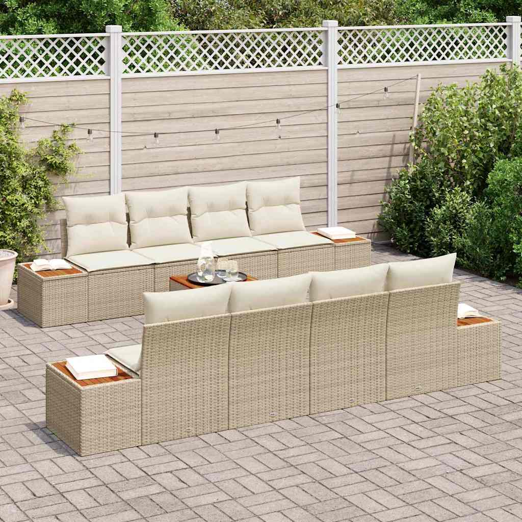 Kerti Kanapé Szett párnával 9 pcs Bézs Poli rattan