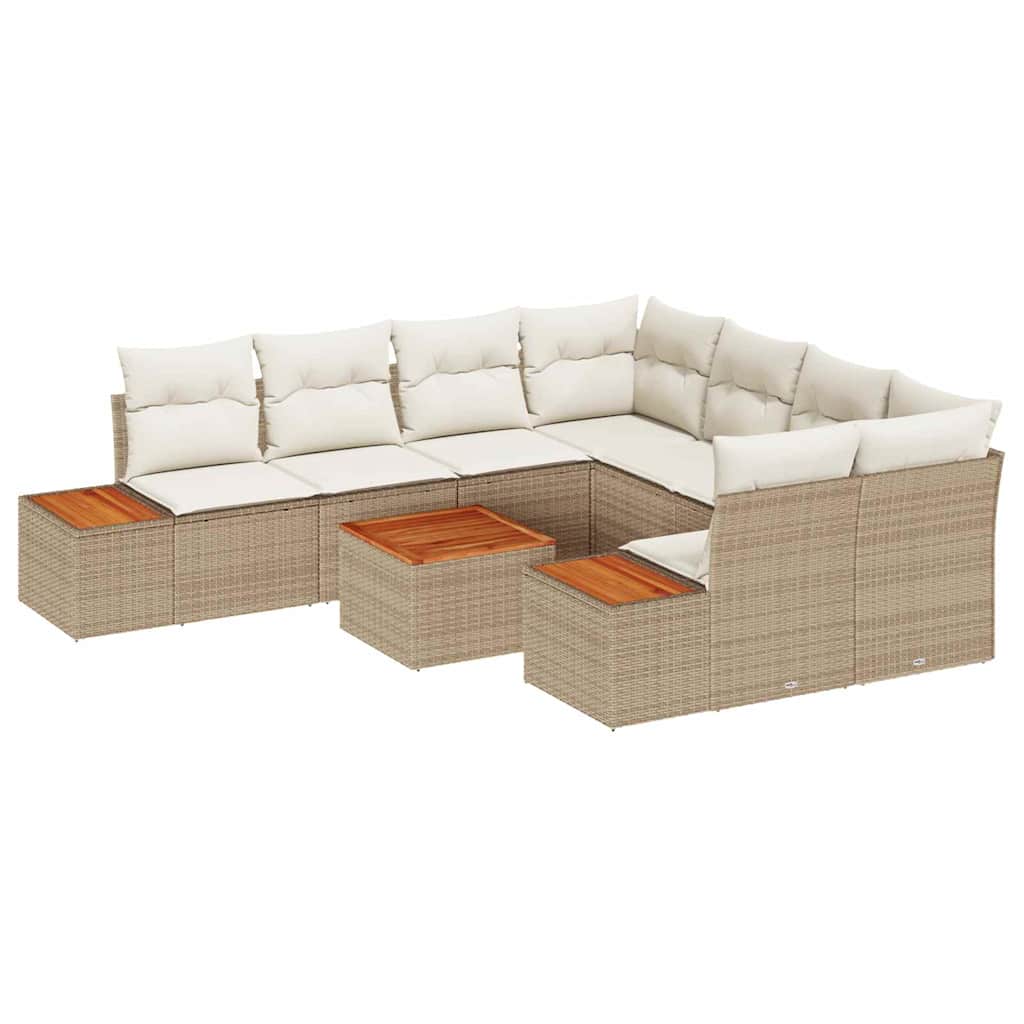 Kerti Kanapé Szett párnával 9 pcs Bézs Poli rattan