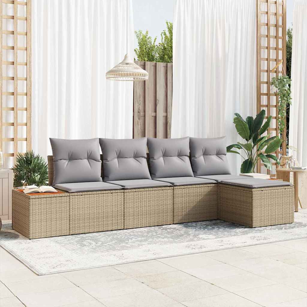 Kerti Kanapé Szett párnával 5 pcs Bézs Poli rattan