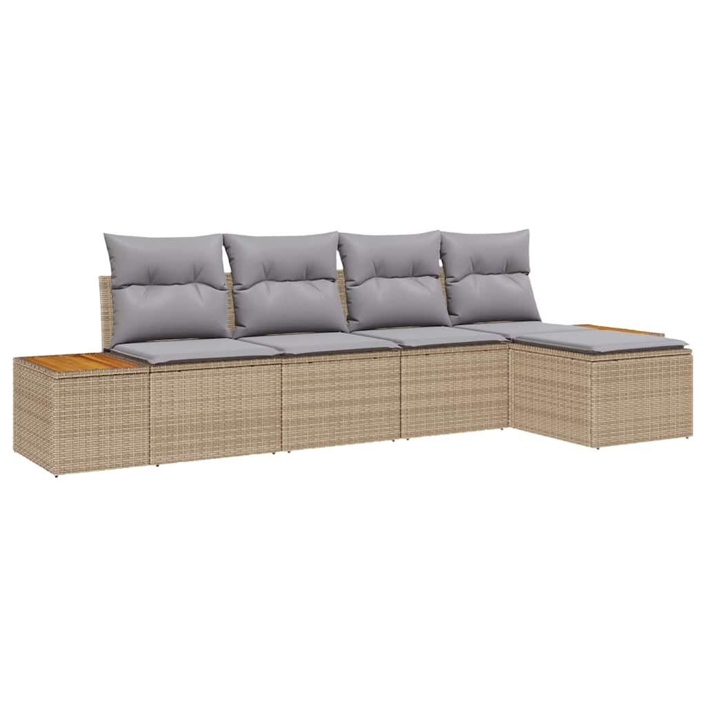 Kerti Kanapé Szett párnával 5 pcs Bézs Poli rattan