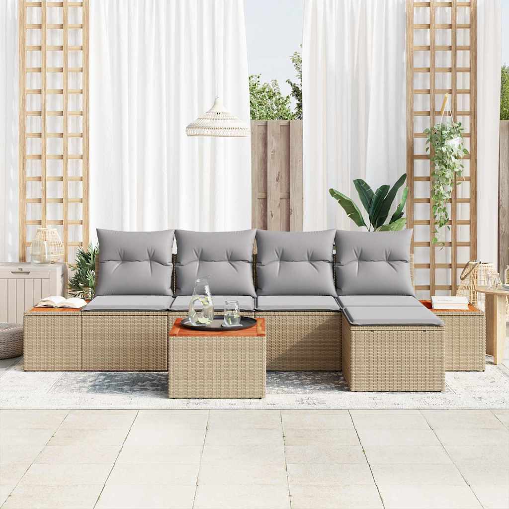 Kerti Kanapé Szett párnával 6 pcs Bézs Poli rattan