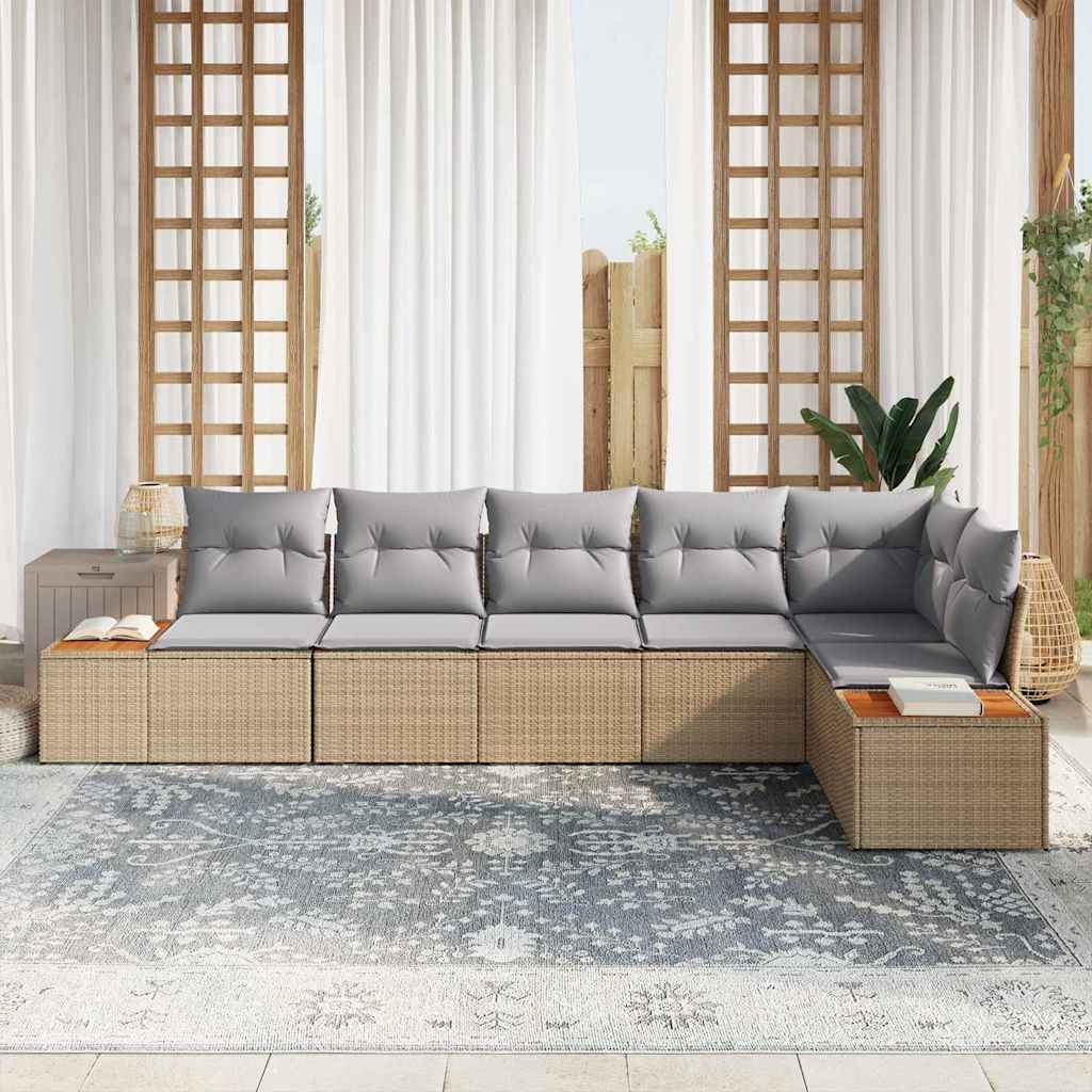 Kerti Kanapé Szett párnával 6 pcs Bézs Poli rattan