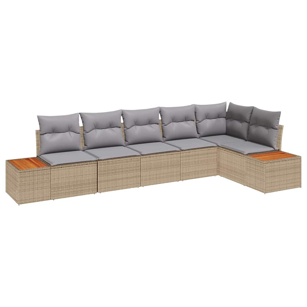 Kerti Kanapé Szett párnával 6 pcs Bézs Poli rattan