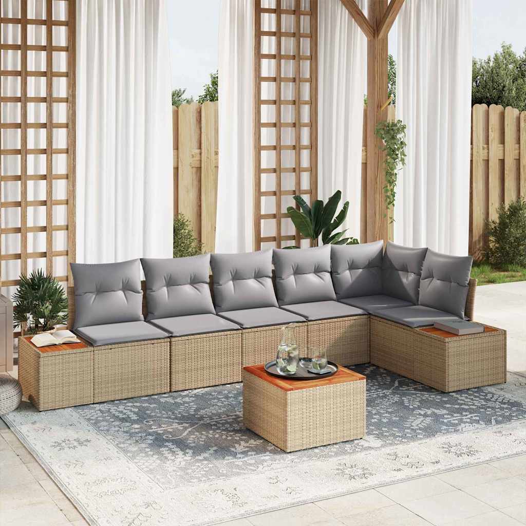 Kerti Kanapé Szett párnával 7 pcs Bézs Poli rattan